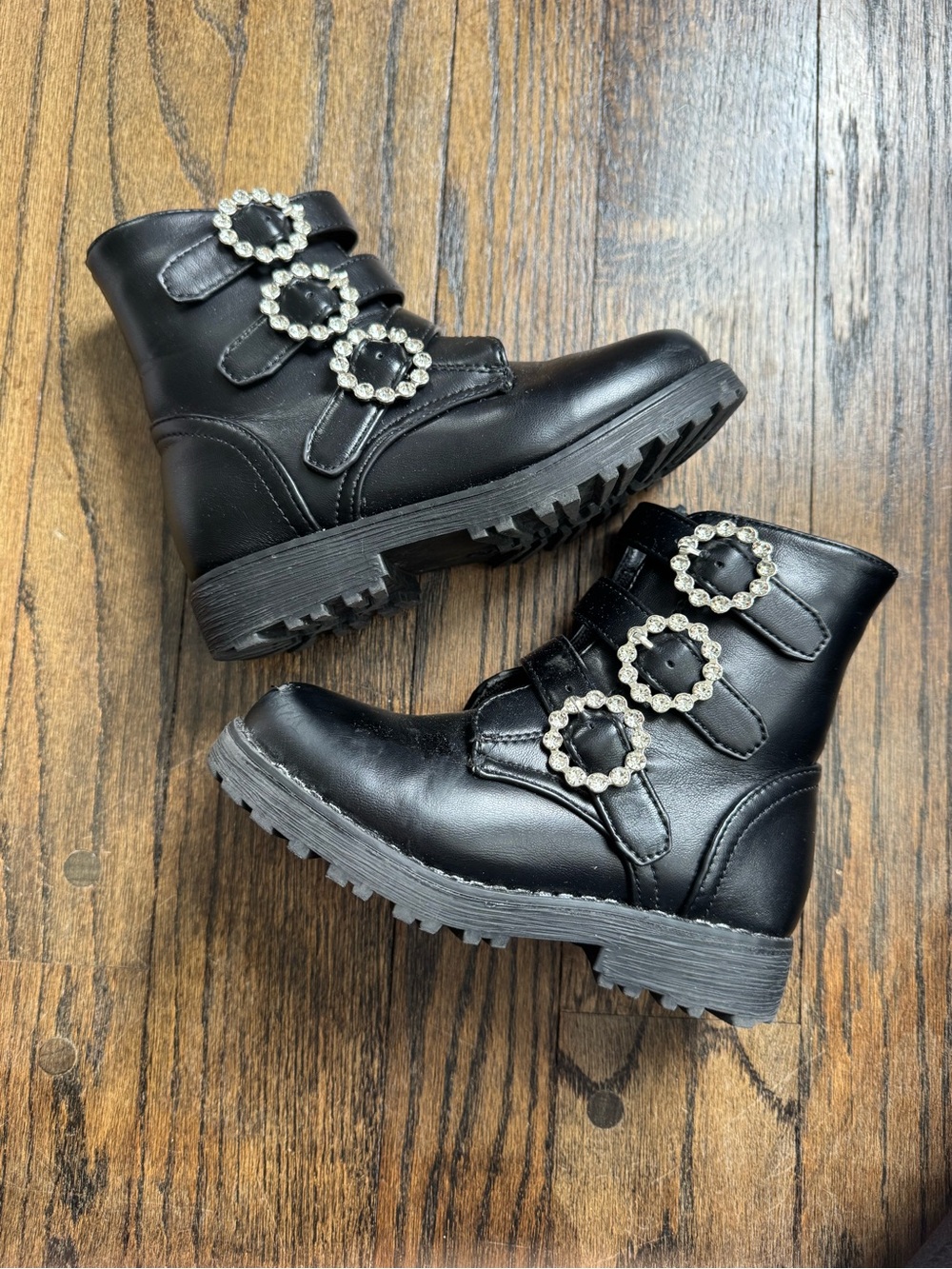 Badgley Mischka Black Girls' Buckle Accent Combat Boots